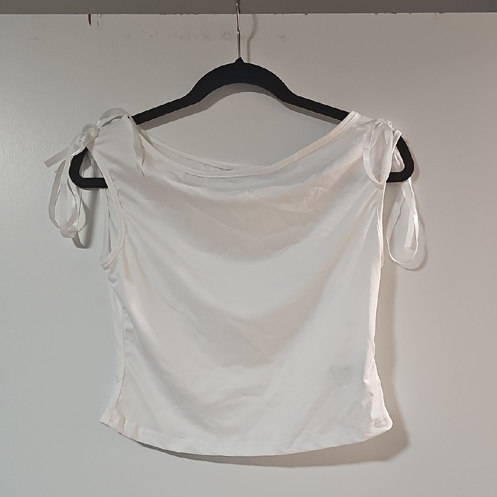 SHEIN White Tie-Shoulder Blouse